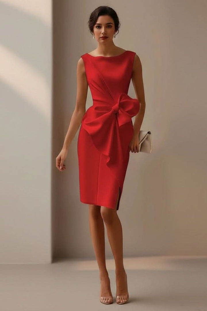 Olivia | Refined Sleeveless Bow-Detail Midi Cocktail Dress