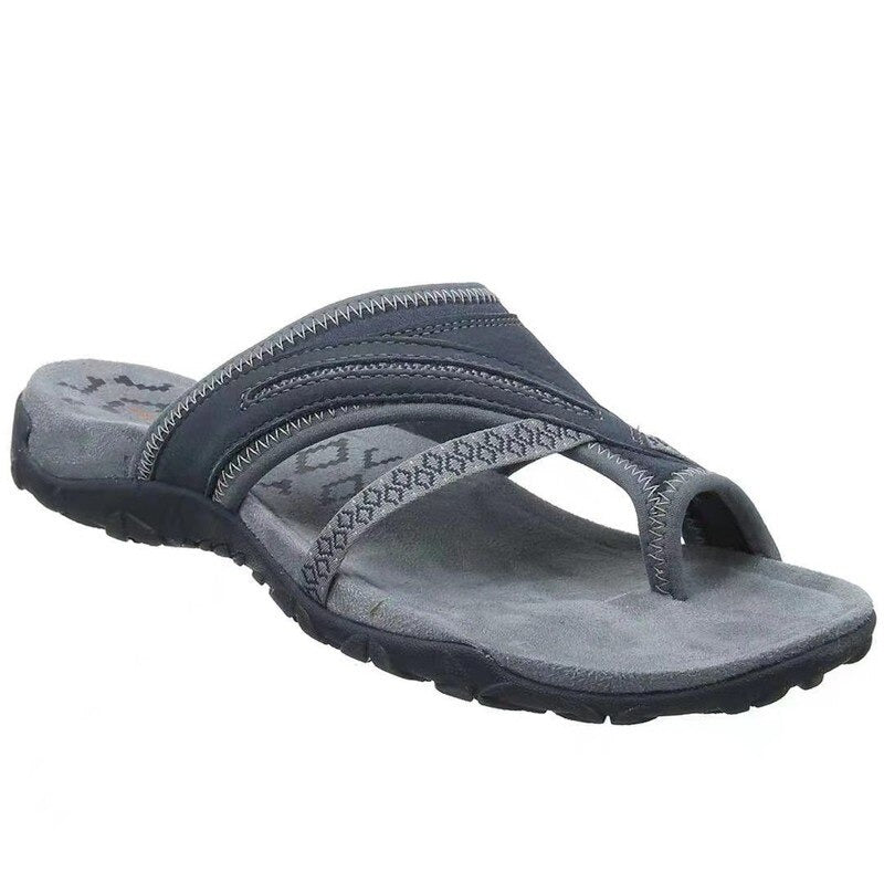 Olivia | Stitched Toe Post Slip On Flat Sandals