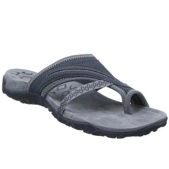 Olivia | Stitched Toe Post Slip On Flat Sandals