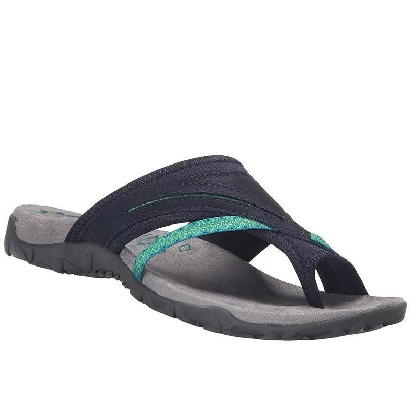 Olivia | Stitched Toe Post Slip On Flat Sandals