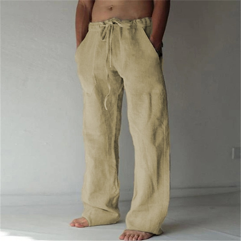 Oscar | Classic Baggy Wide Leg Linen Pants for Men