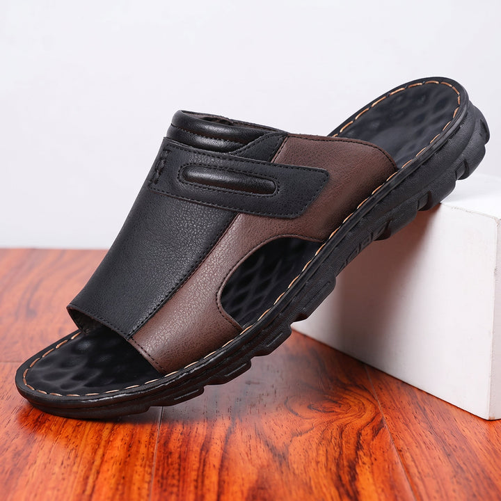 Oscar | Stitched Open Toe Slip On Mens Slides
