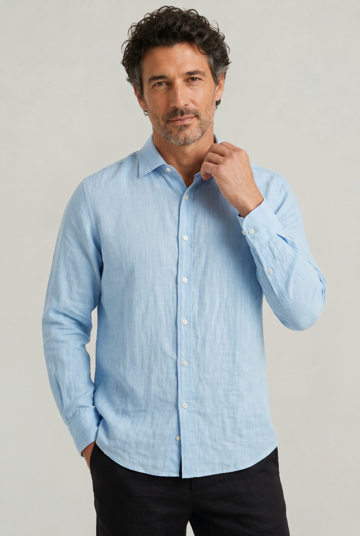 Parker | Effortless Textured Long Sleeve Linen Shirt