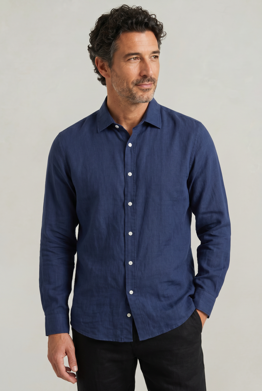 Parker | Effortless Textured Long Sleeve Linen Shirt