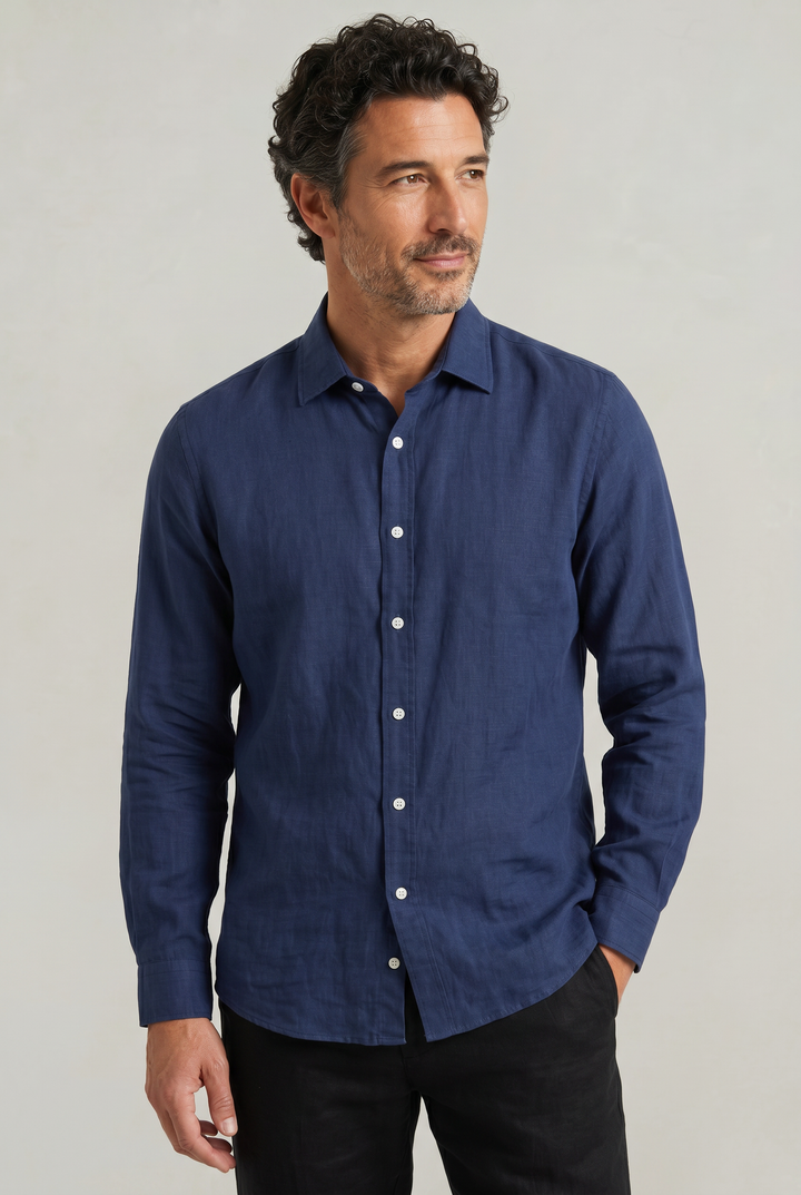 Parker | Effortless Textured Long Sleeve Linen Shirt