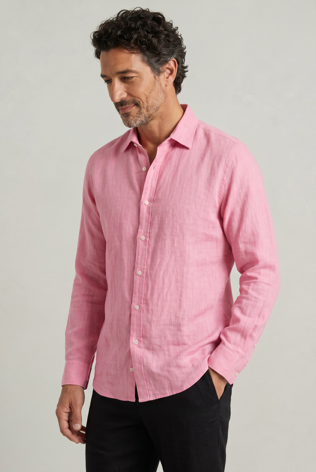 Parker | Effortless Textured Long Sleeve Linen Shirt