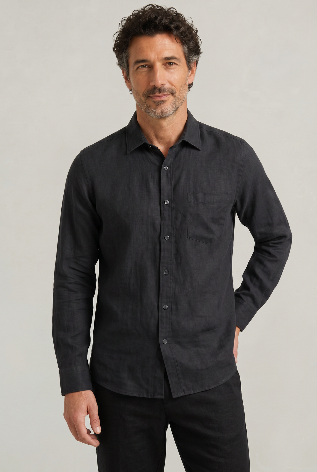 Parker | Effortless Textured Long Sleeve Linen Shirt