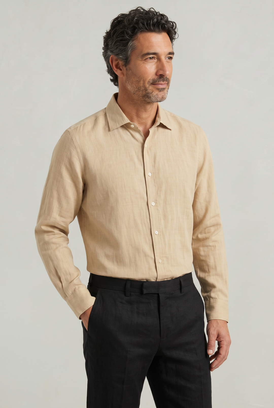 Parker | Effortless Textured Long Sleeve Linen Shirt