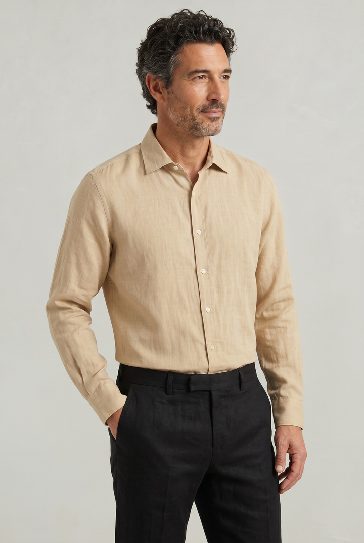 Parker | Effortless Textured Long Sleeve Linen Shirt