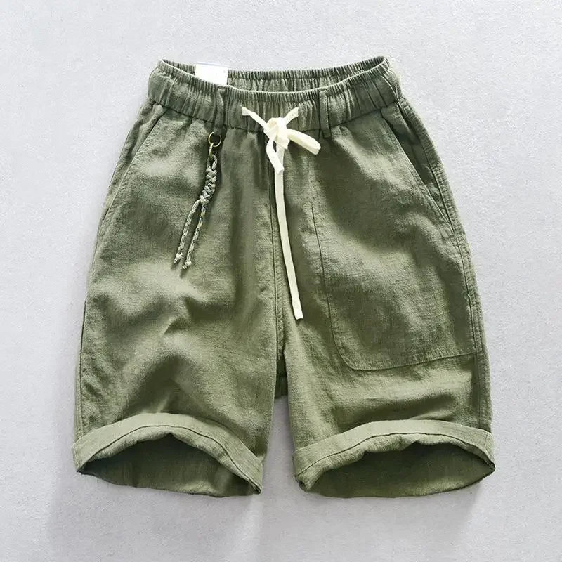 Parker | Elastic Waist Drawstring Linen Shorts