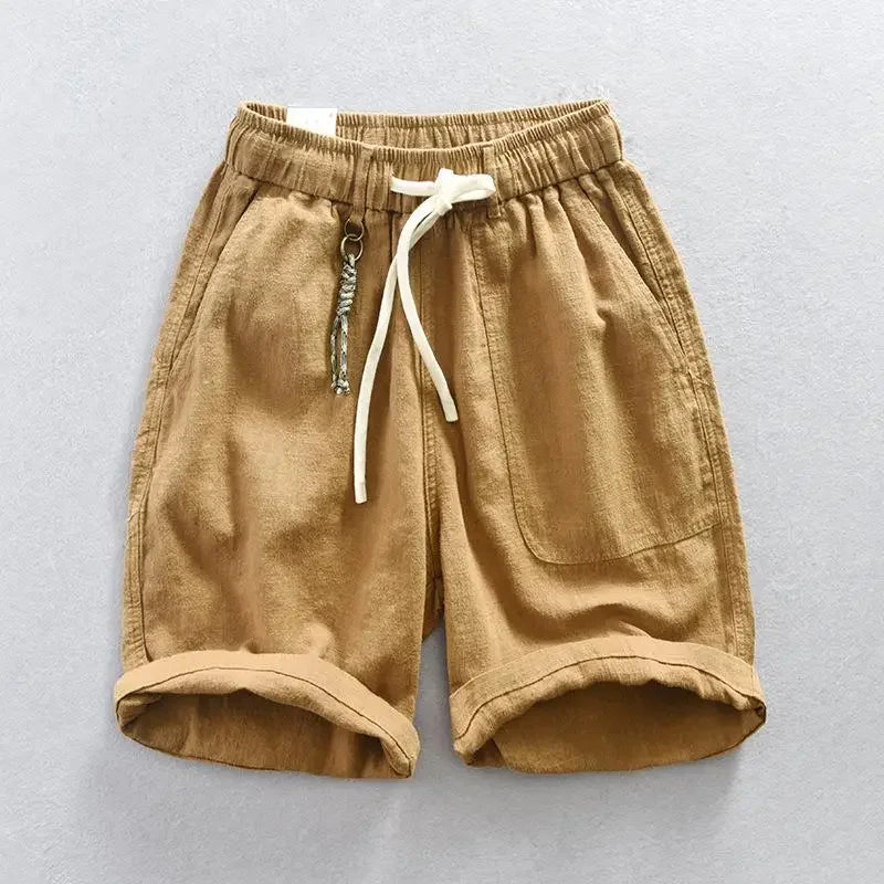 Parker | Elastic Waist Drawstring Linen Shorts