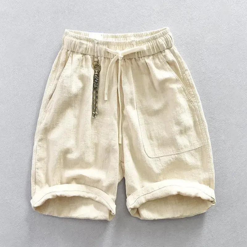 Parker | Elastic Waist Drawstring Linen Shorts