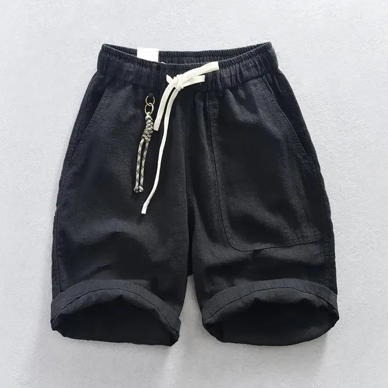Parker | Elastic Waist Drawstring Linen Shorts