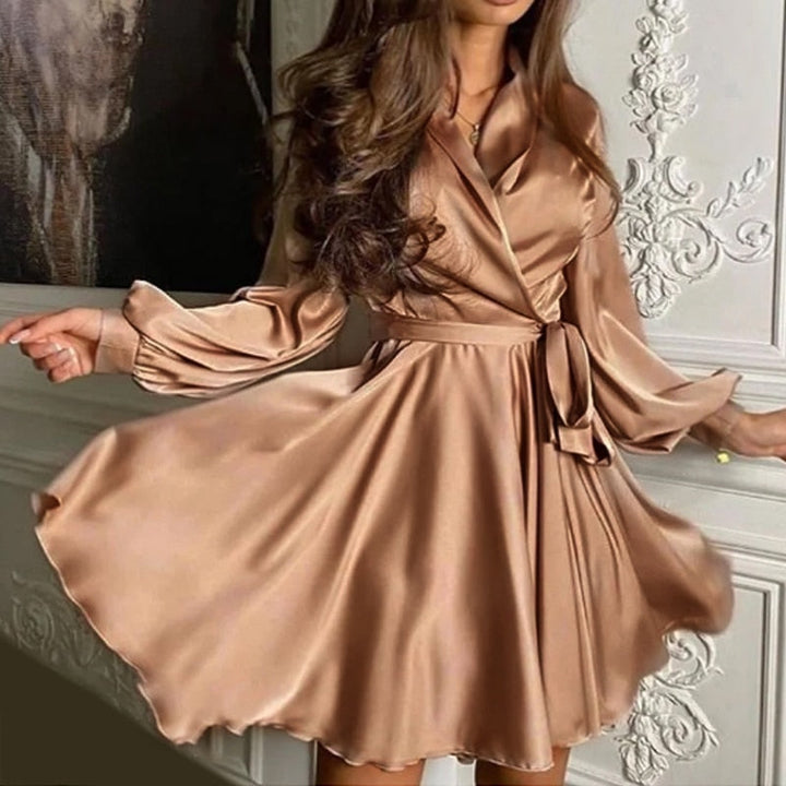 Penelope | Chic Satin Wrap Cocktail Mini Dress