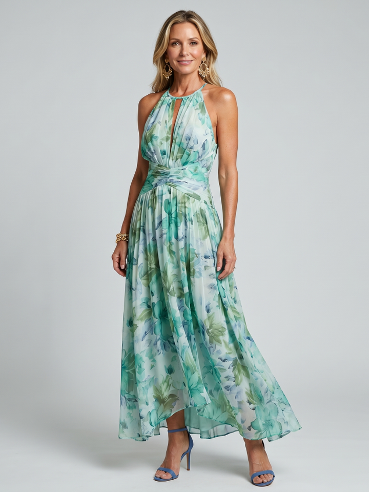 Penelope | Classic Floral Halter Races Dresses Maxi