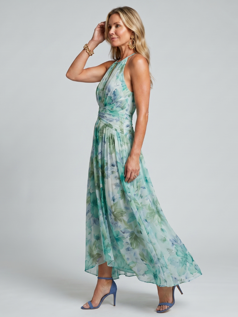 Penelope | Classic Floral Halter Races Dresses Maxi