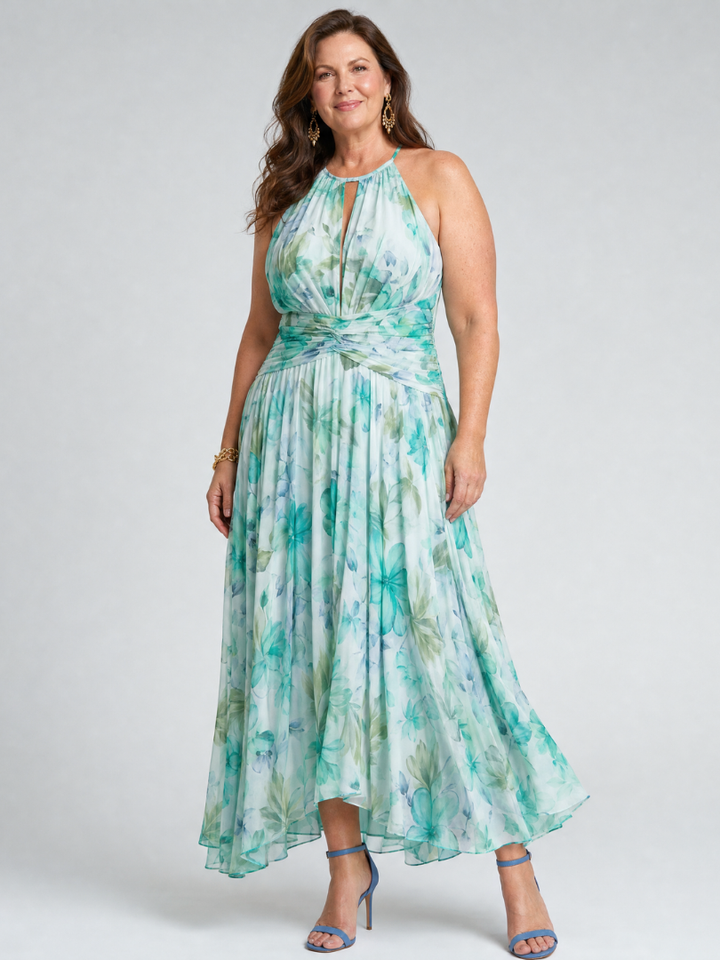 Penelope | Classic Floral Halter Races Dresses Maxi