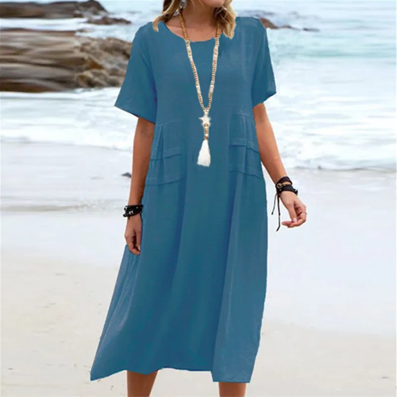 Penelope | Classic Short Sleeve Midi Summer Dresses