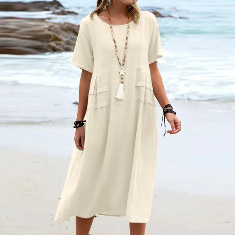 Penelope | Classic Short Sleeve Midi Summer Dresses