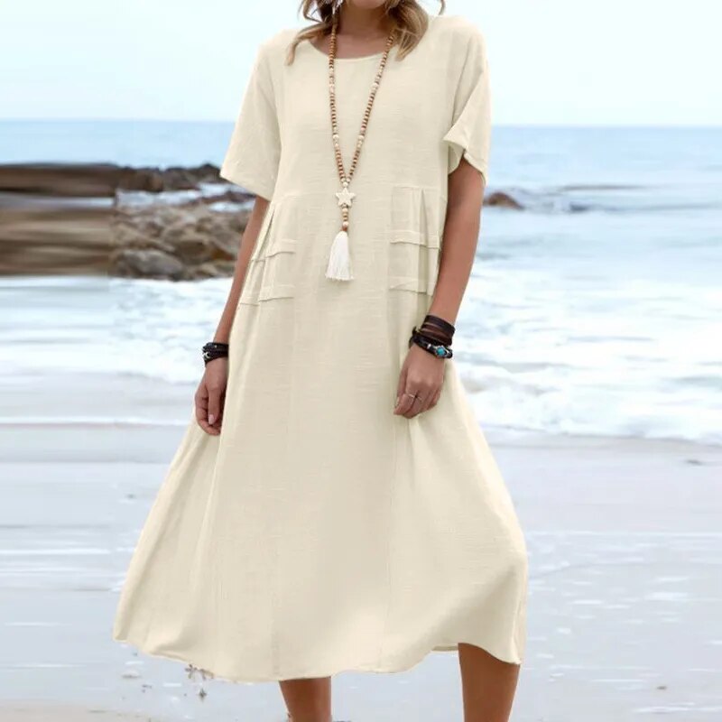 Penelope | Classic Short Sleeve Midi Summer Dresses
