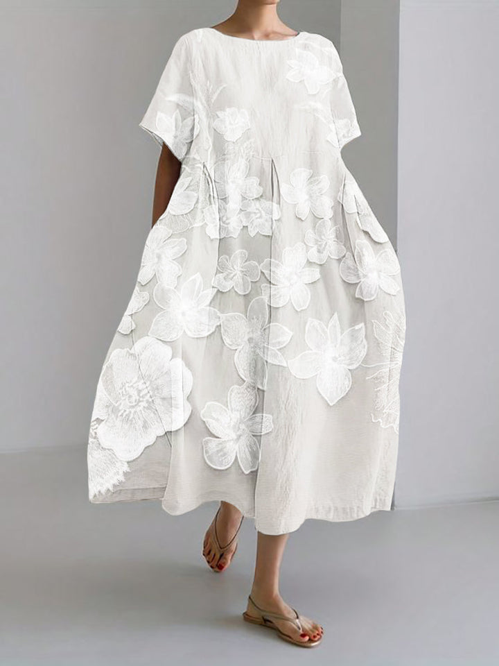Penelope | Effortless Floral Midi Dress with Boat Neck