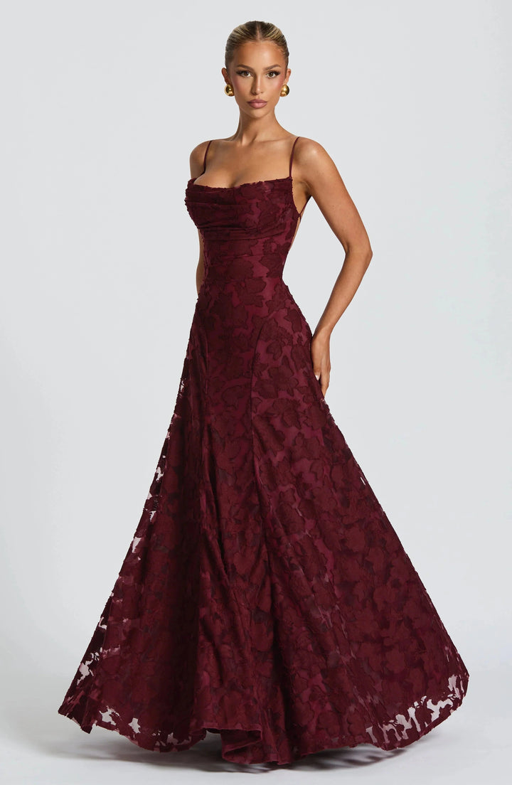 Penelope | Elegant Lace Maxi Races Dress with Corset Bodice