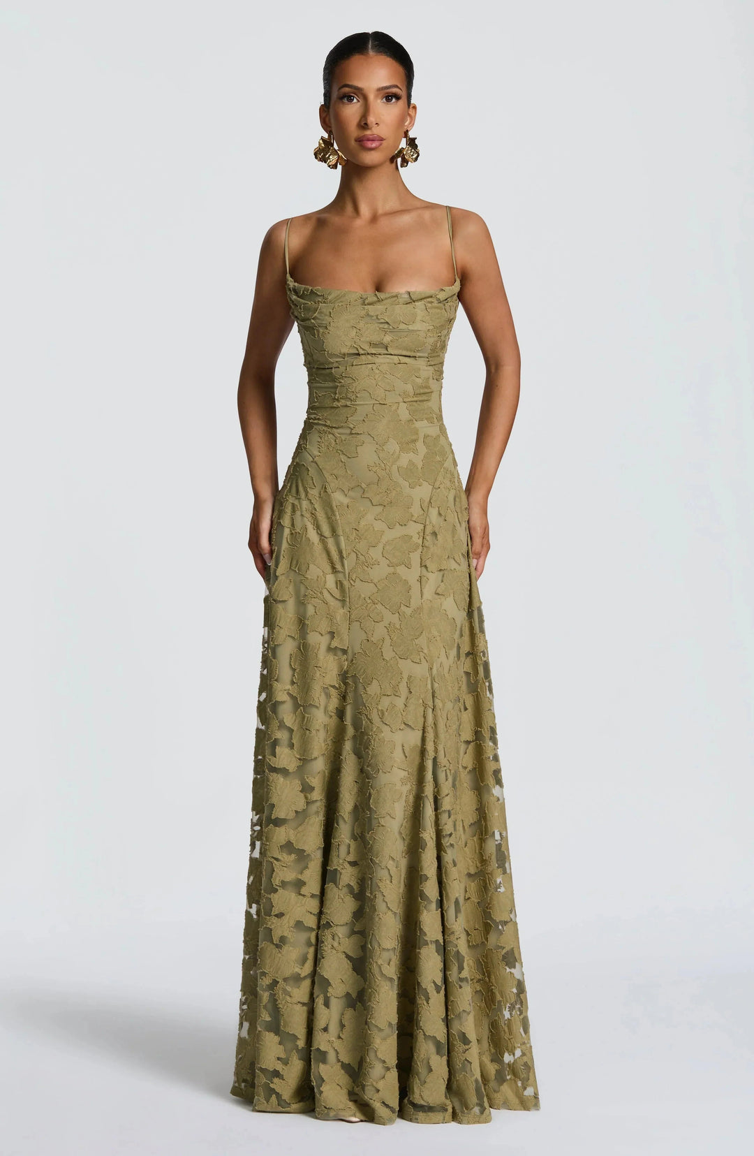 Penelope | Elegant Lace Maxi Races Dress with Corset Bodice