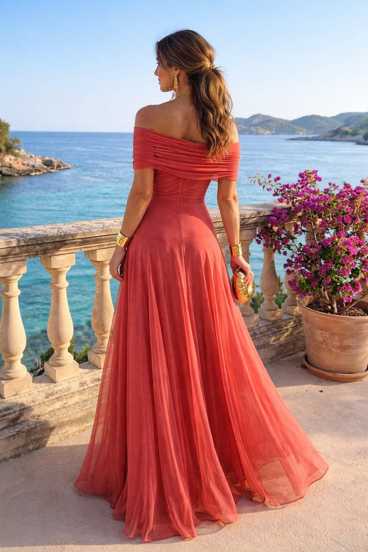 Penelope | Elegant Off-Shoulder Maxi Cocktail Dress