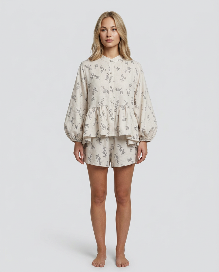 Penelope | Relaxed Floral Print Linen Shorts & Shirt Set
