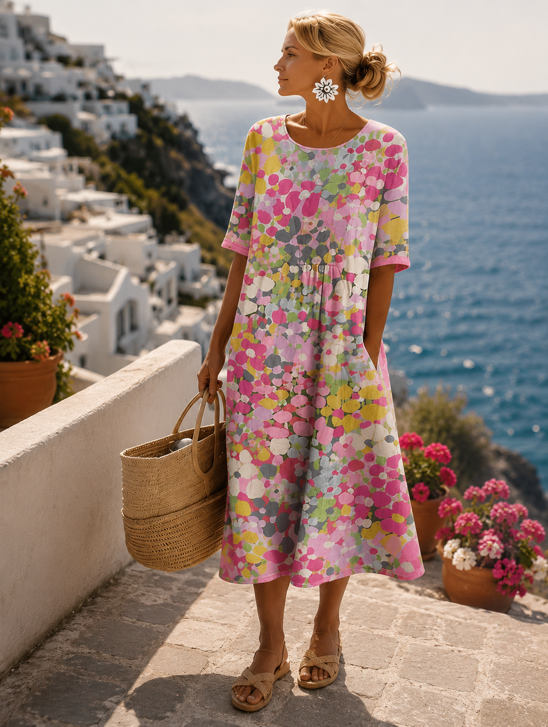 Phoebe | Abstract Print A-Line Midi Summer Dresses