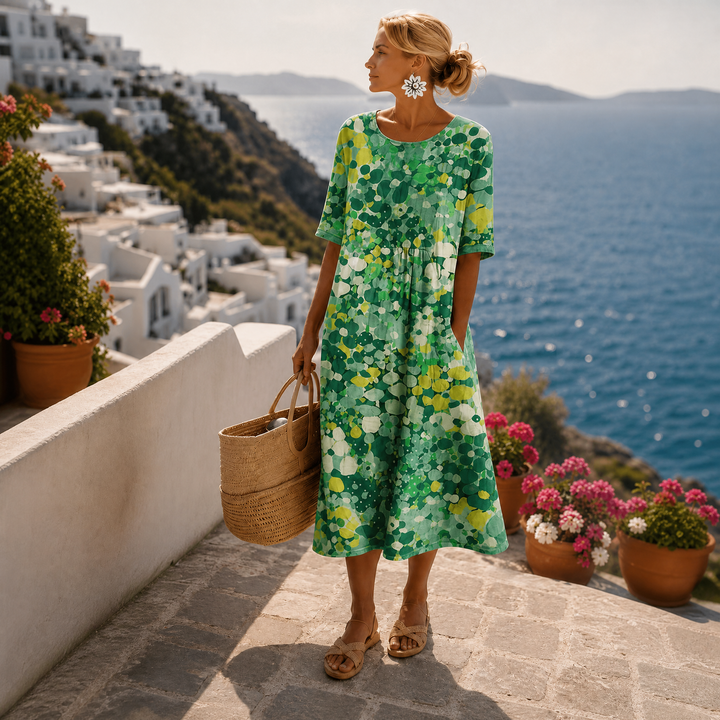 Phoebe | Abstract Print A-Line Midi Summer Dresses