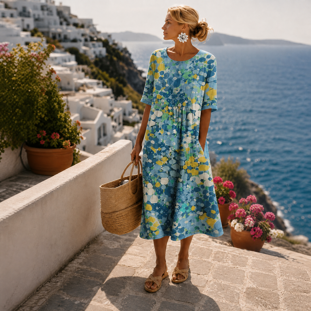 Phoebe | Abstract Print A-Line Midi Summer Dresses