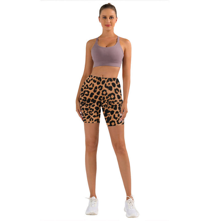 Phoebe | Elegant High-Waisted Leopard Print Bike Shorts with Pockets