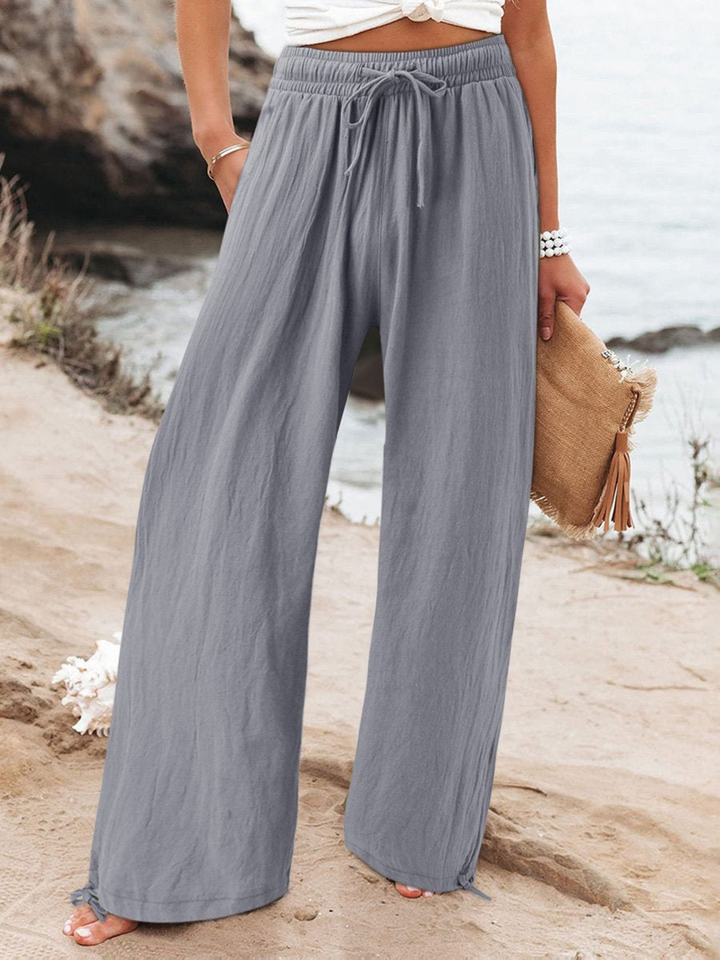 Phoebe | Relaxed Wide Leg Linen Pants with Drawstring Waist