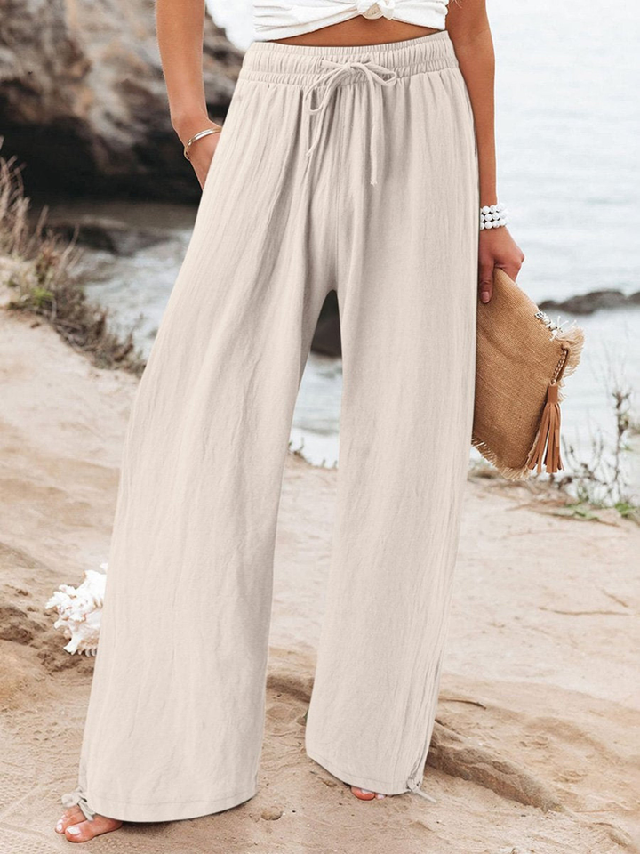 Phoebe | Relaxed Wide Leg Linen Pants with Drawstring Waist