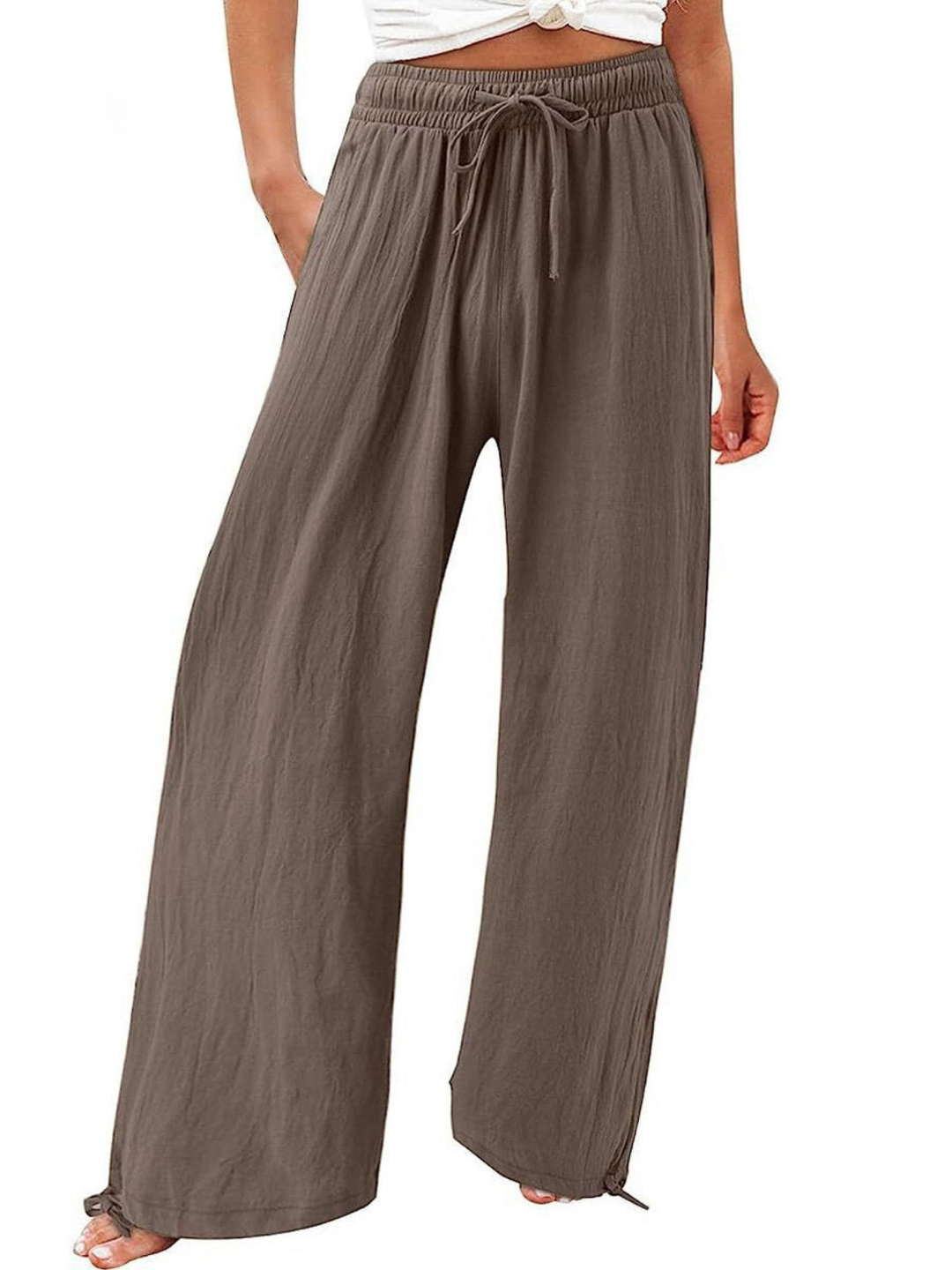 Phoebe | Relaxed Wide Leg Linen Pants with Drawstring Waist