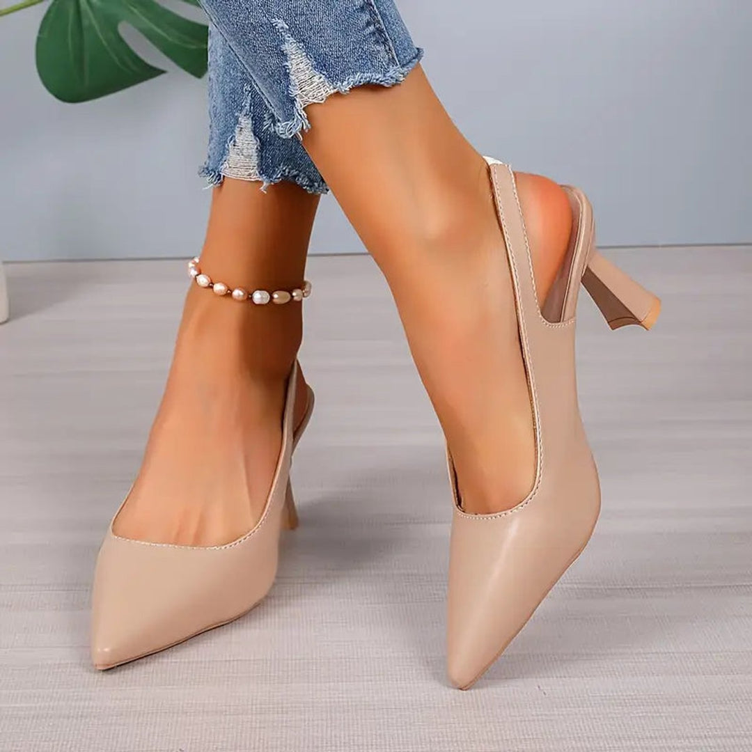 Phoebe | Timeless Pointed Toe Slingback Block Heel High Heels