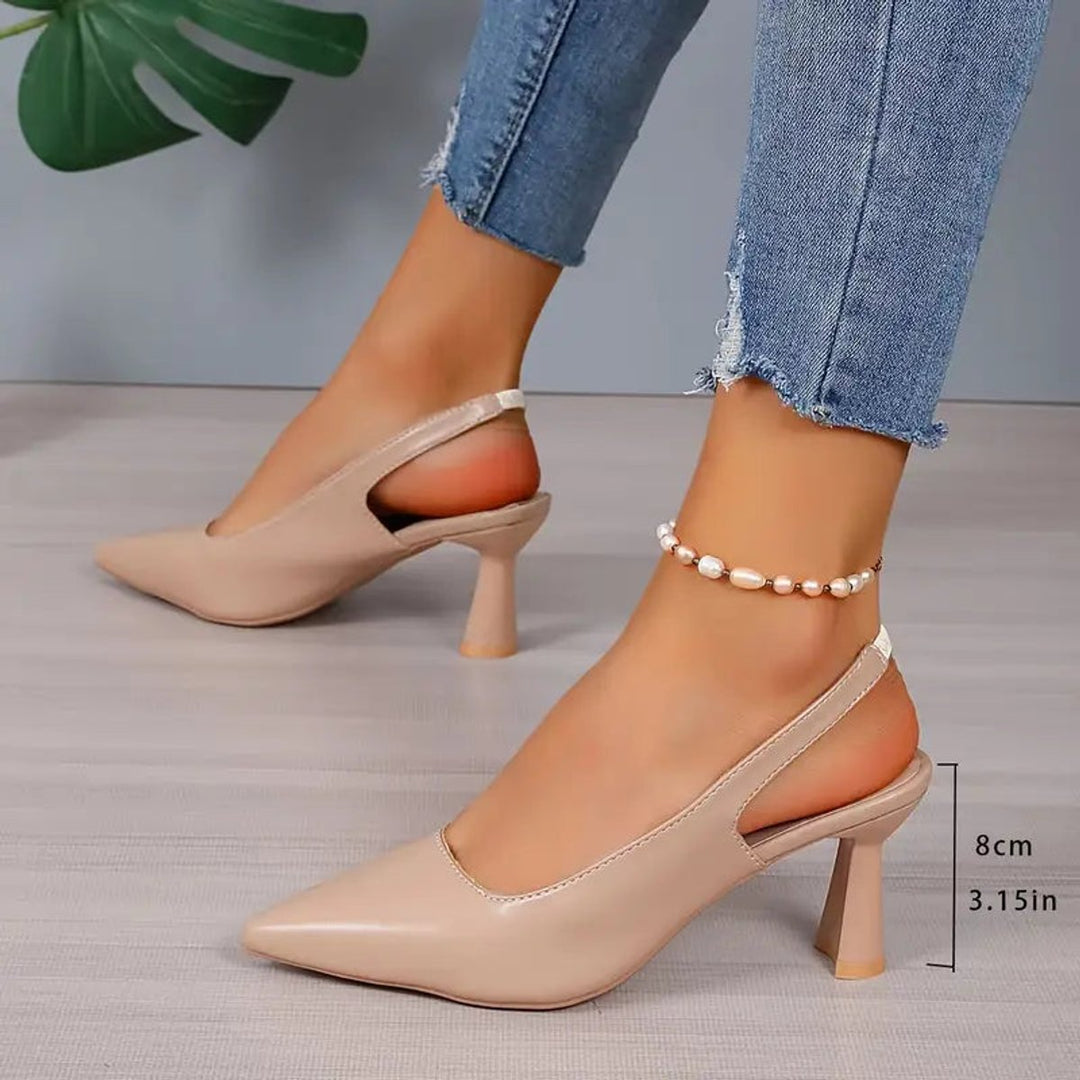 Phoebe | Timeless Pointed Toe Slingback Block Heel High Heels