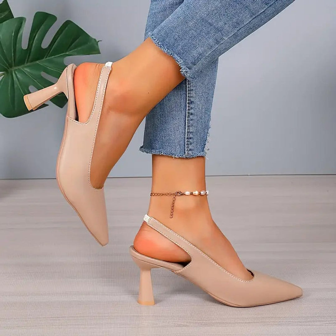 Phoebe | Timeless Pointed Toe Slingback Block Heel High Heels