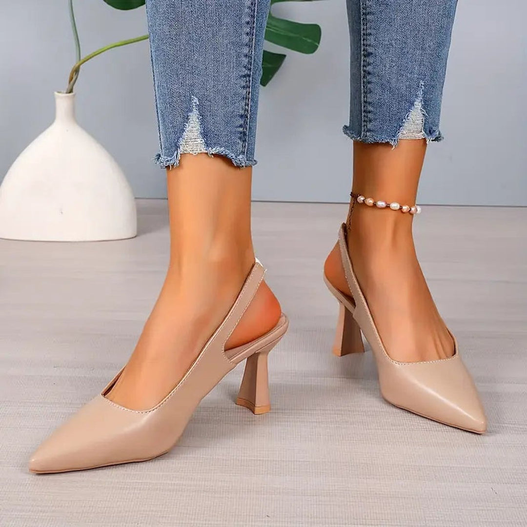 Phoebe | Timeless Pointed Toe Slingback Block Heel High Heels