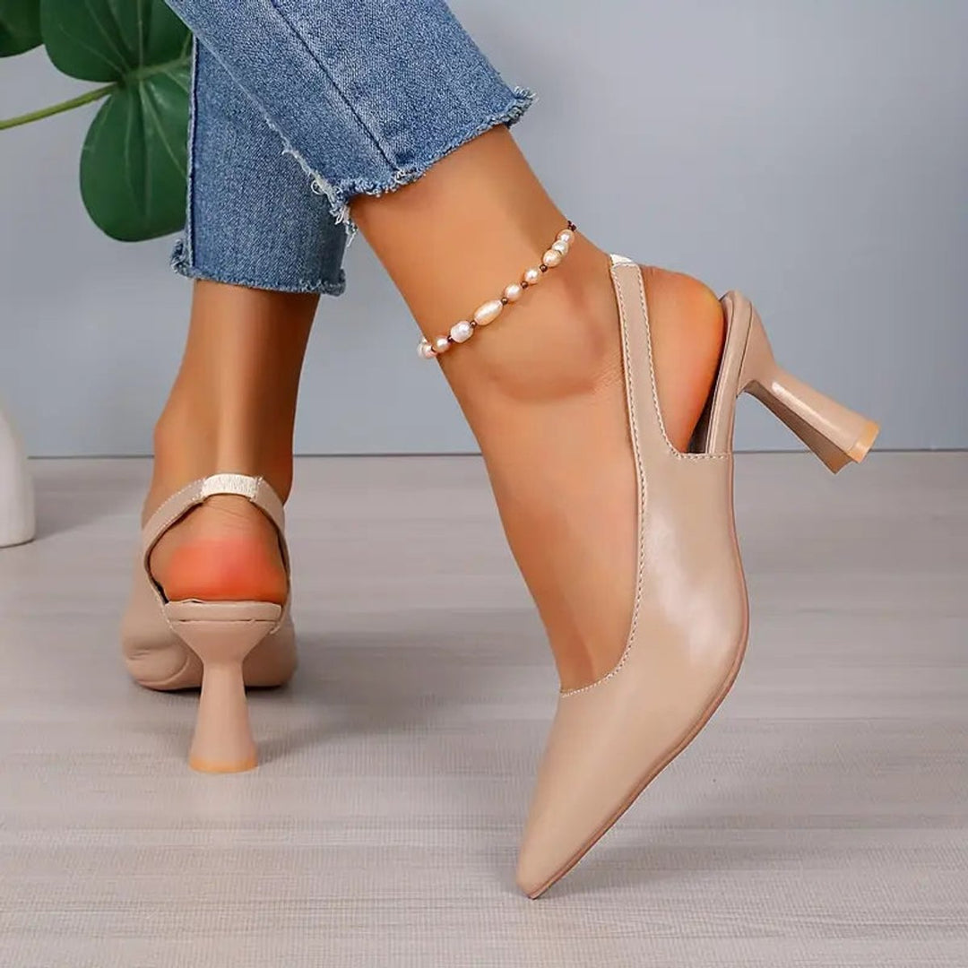 Phoebe | Timeless Pointed Toe Slingback Block Heel High Heels