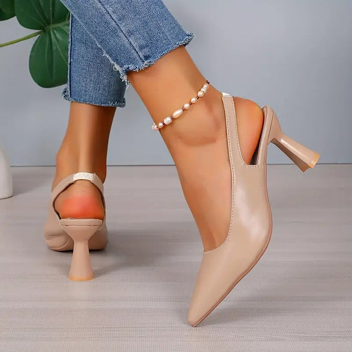 Phoebe | Timeless Pointed Toe Slingback Block Heel High Heels