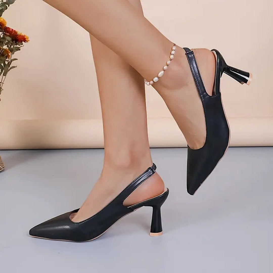 Phoebe | Timeless Pointed Toe Slingback Block Heel High Heels