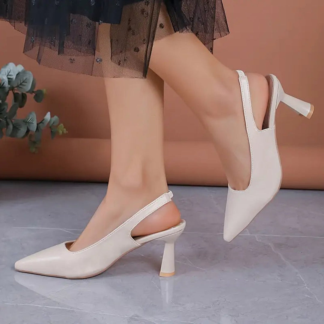 Phoebe | Timeless Pointed Toe Slingback Block Heel High Heels