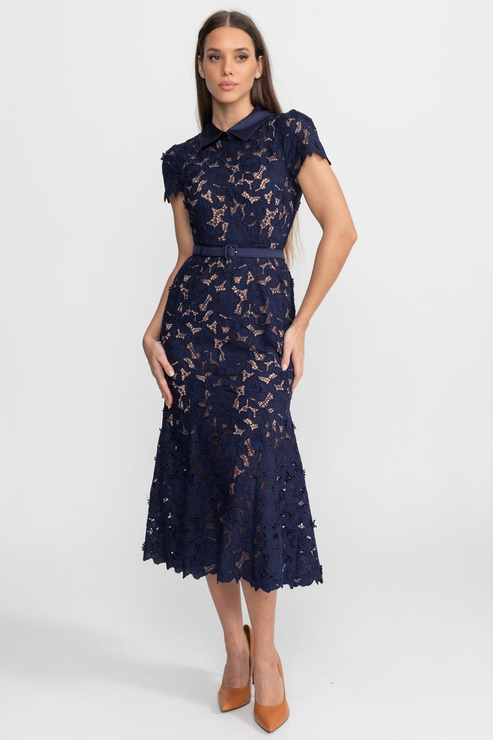 Piper | Chic Collared Lace Belted Races Dresses