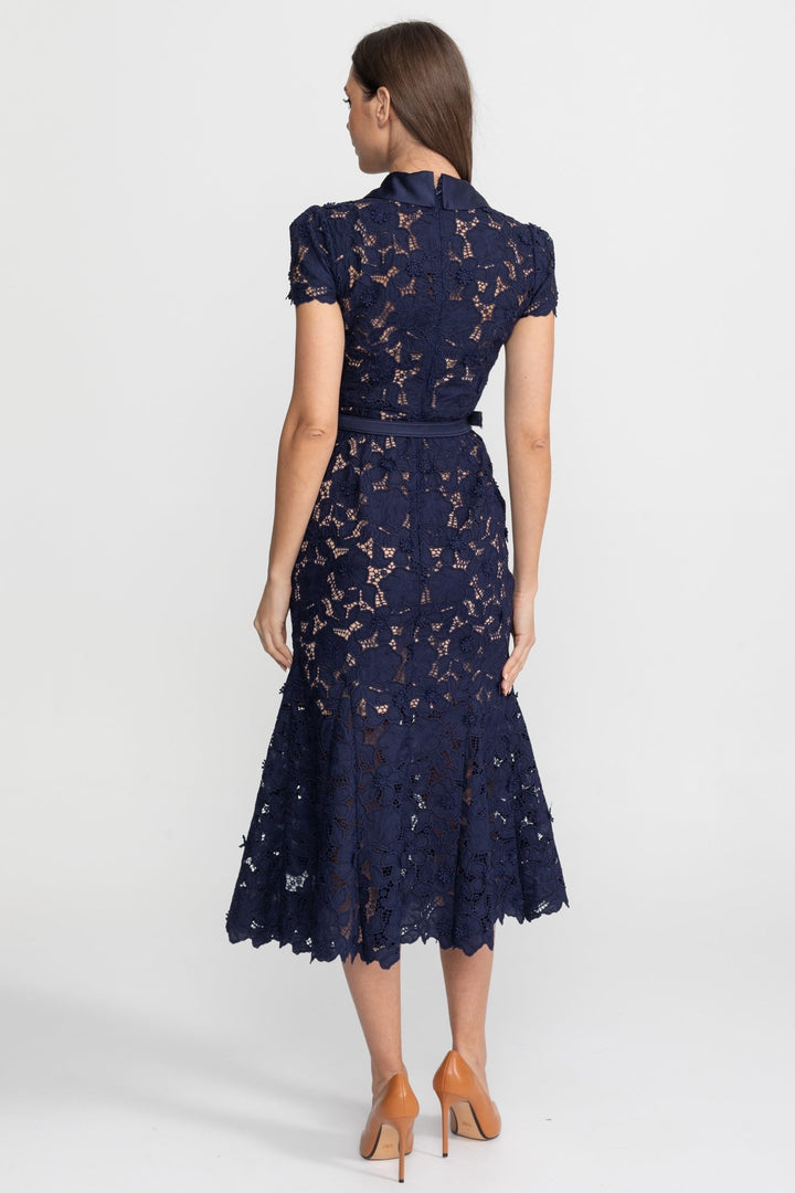 Piper | Chic Collared Lace Belted Races Dresses