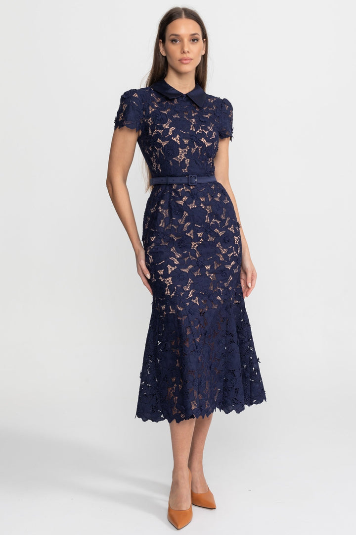 Piper | Chic Collared Lace Belted Races Dresses