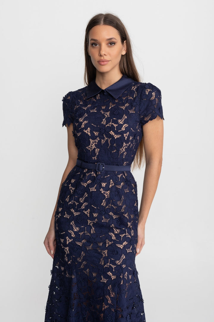 Piper | Chic Collared Lace Belted Races Dresses