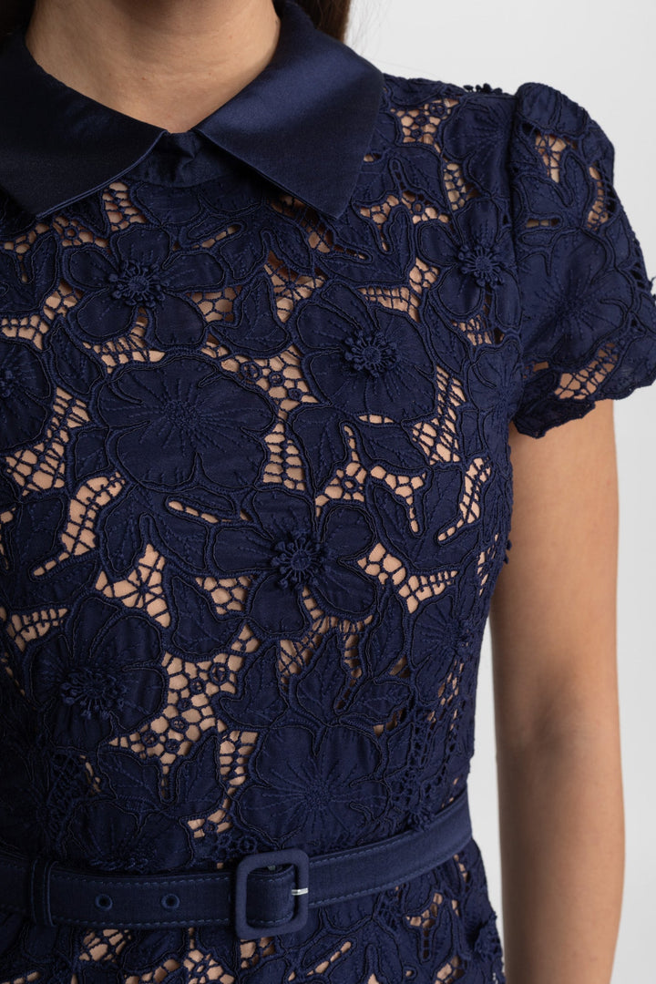 Piper | Chic Collared Lace Belted Races Dresses