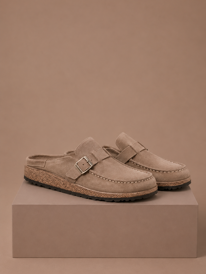 Piper | Effortless Suede-Look Buckle Orthopedic Mules
